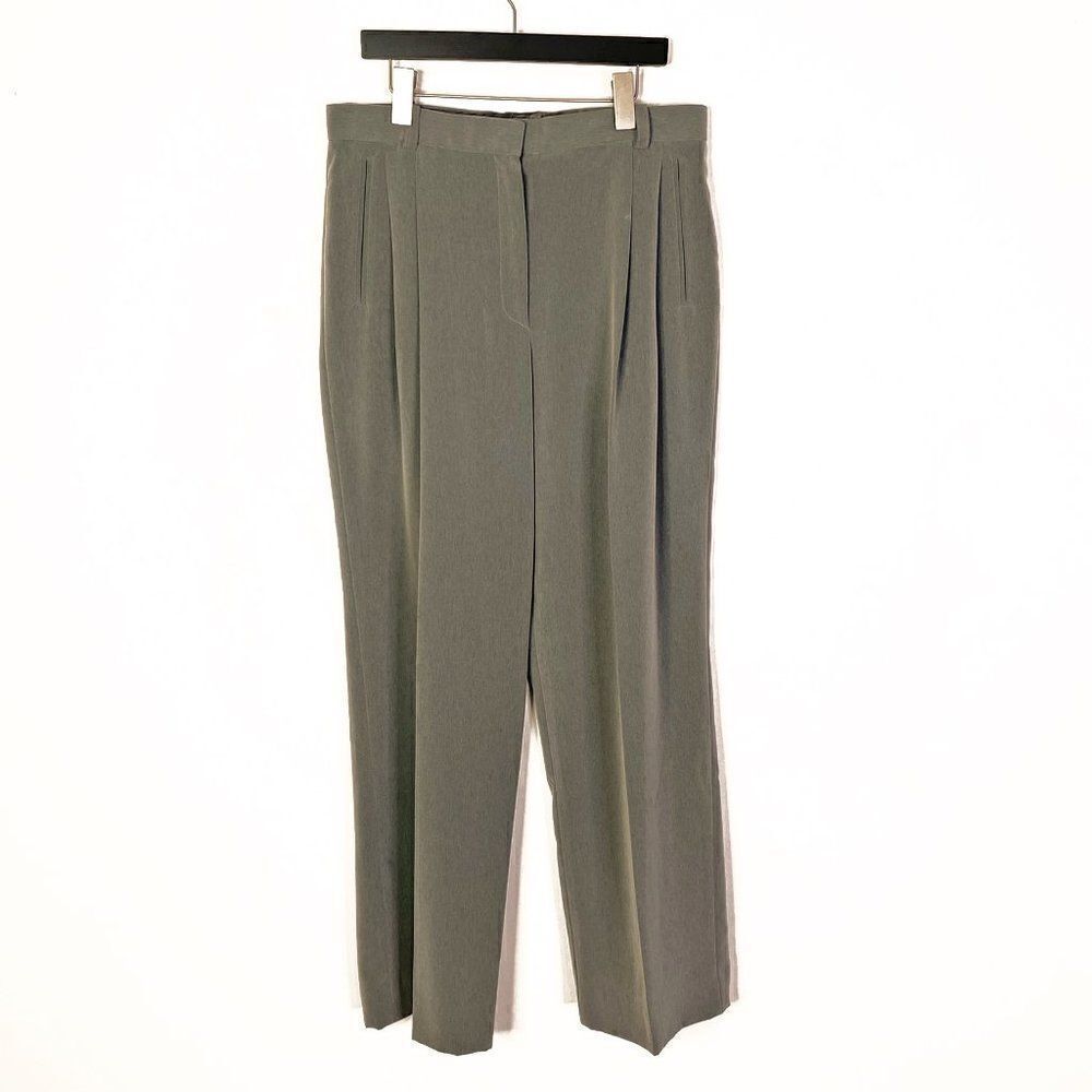 Armani Collezioni Gray Pleated Front Trouser Dress Pants